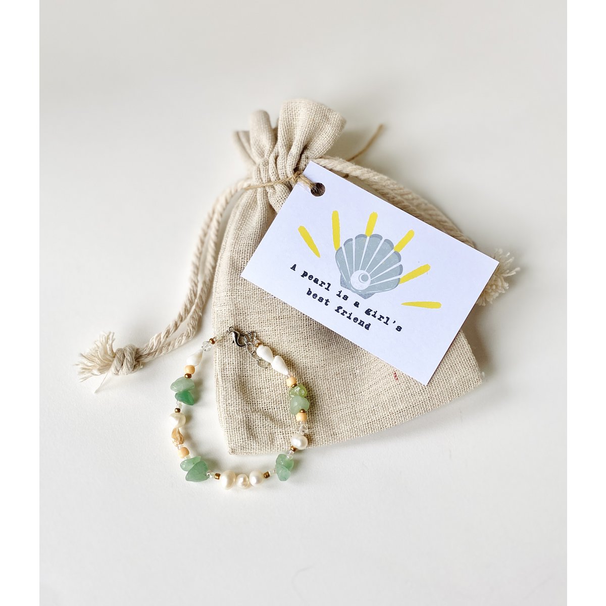 Armband met zoetwaterparels lichtgroen