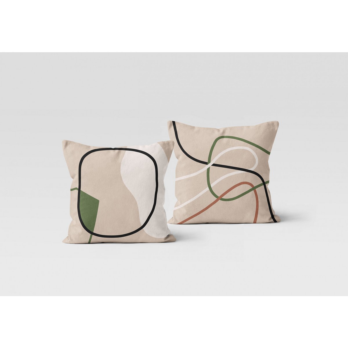 Coussin réversible en velours Lignes et formes organiques