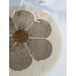 Bohemian Daisy round children's rug taupe