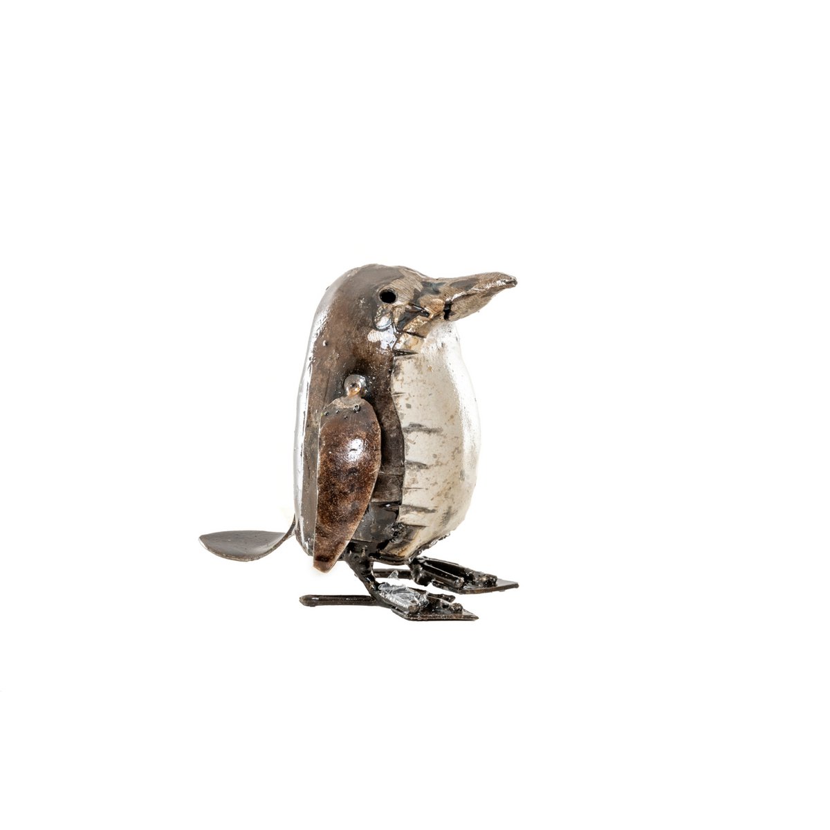 BÉBÉ PINGOUIN EN MÉTAL NATUREL-BLANC