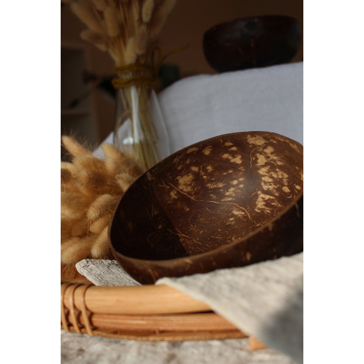 Coconut shell made from polished coconut