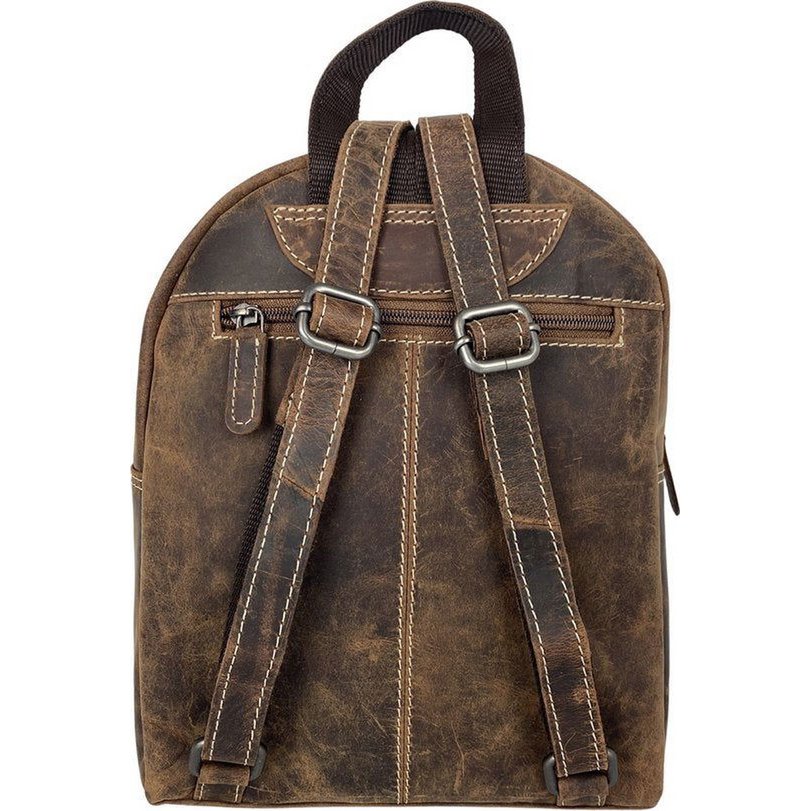 Small Cognac leather backpack for women - Arrigo buffalo