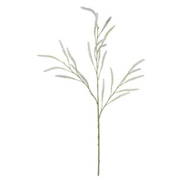 Tall artificial flower branch, green white leaves, delicate wispy stems, modern minimalist style, decorative filler plant