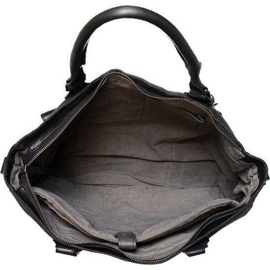 Black ladies bag or shoulder bag made of braided leather handles and