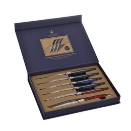 LAGUIOLE HERITAGE Set 6 couteaux à steak bois colorés