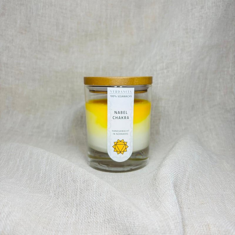 Navlechakra | Duftlys sojavoks - meditation - afslappende - chakralys solar plexus (gul)