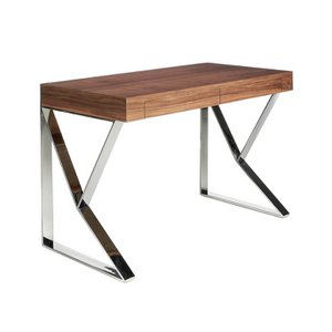 Bureau van walnoothout en chroomstaal
