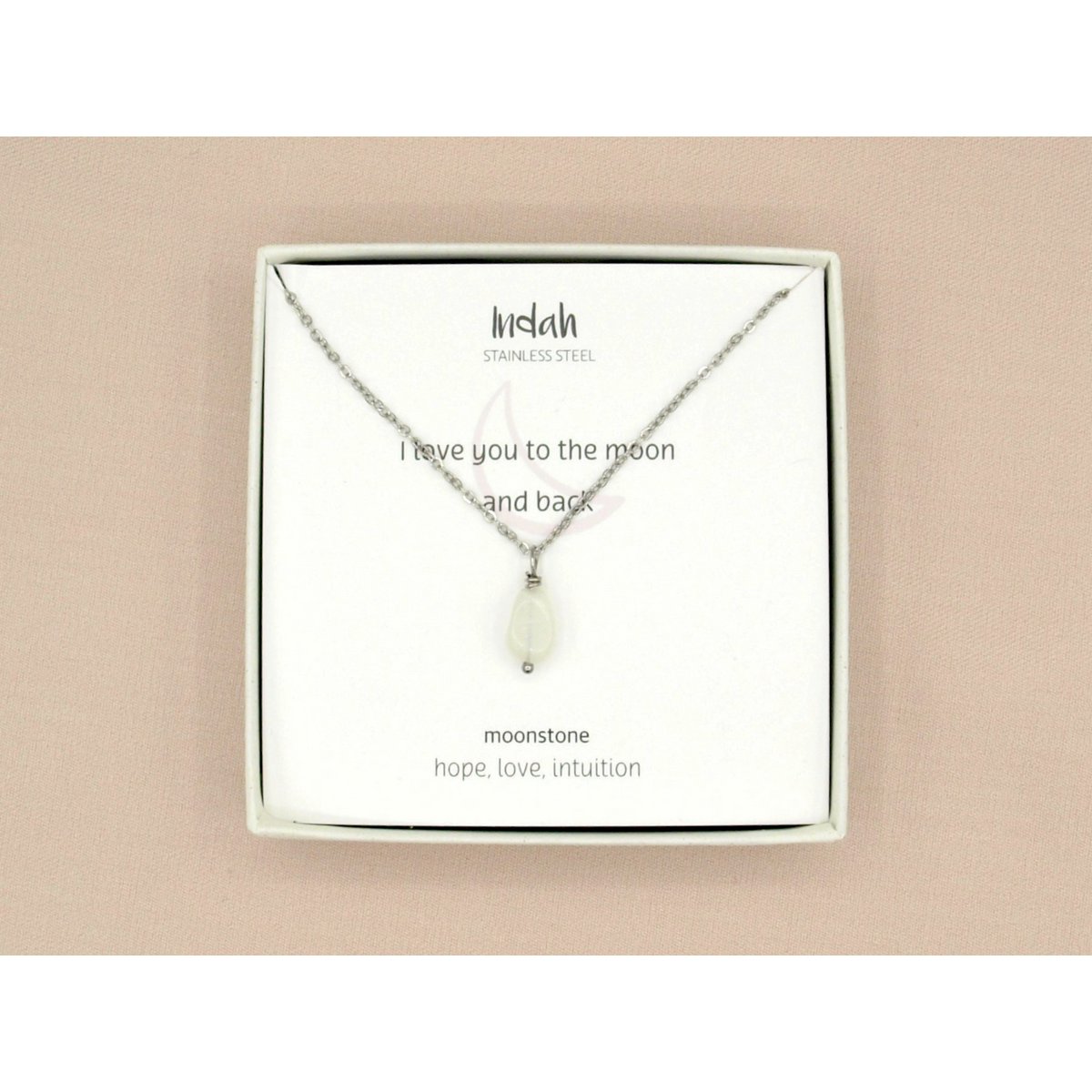 Ketting rock, maansteen, zilver of goud stainless steel