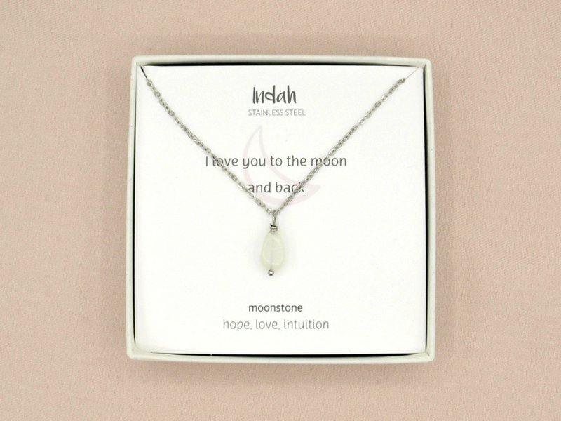 Ketting rock, maansteen, zilver of goud stainless steel