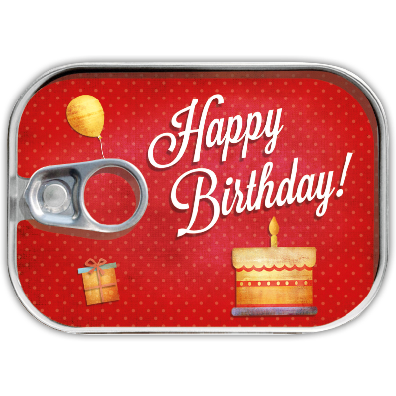 Dosenpost "Happy Birthday"