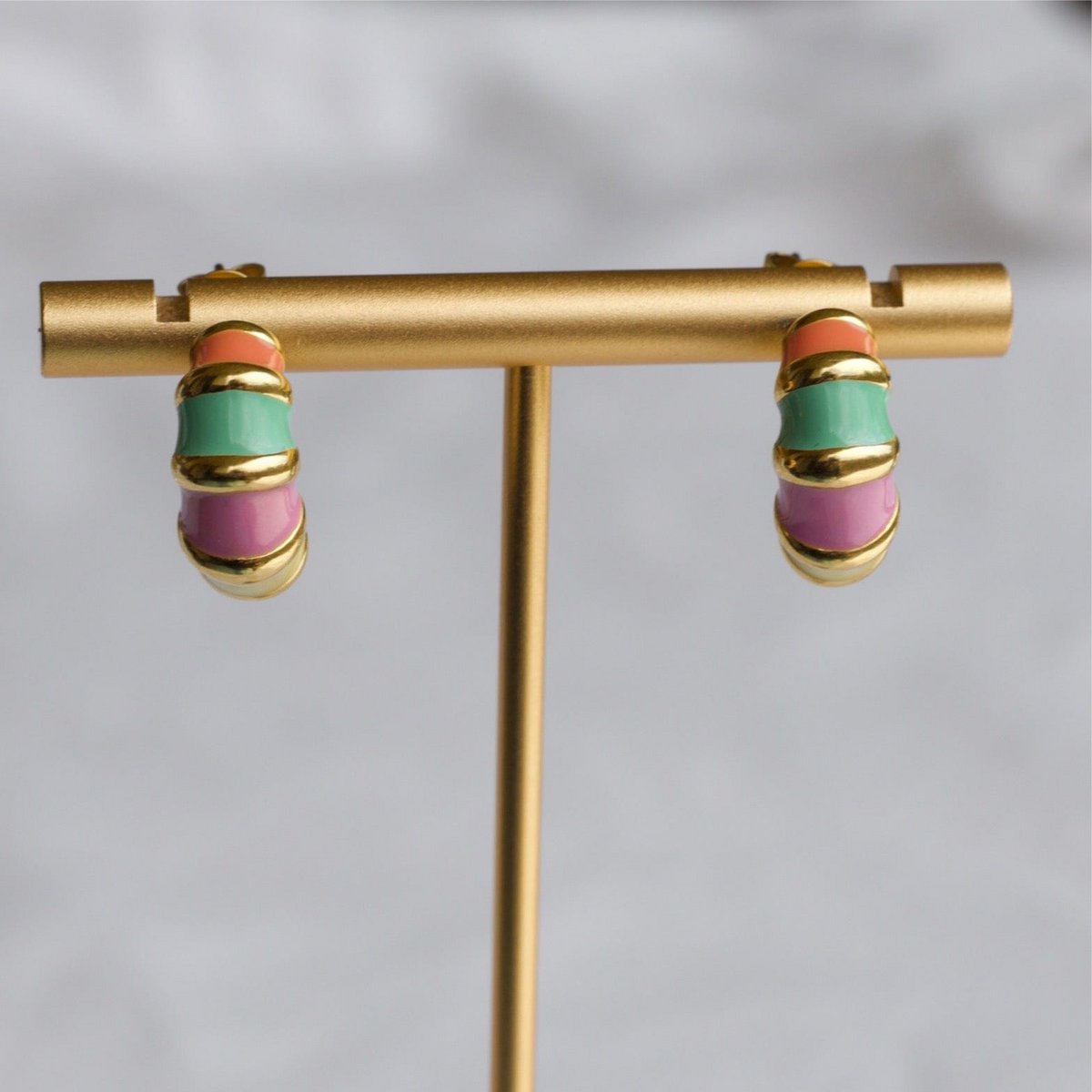 Nadine - Colourful Enamel Hoop Croissant Earrings