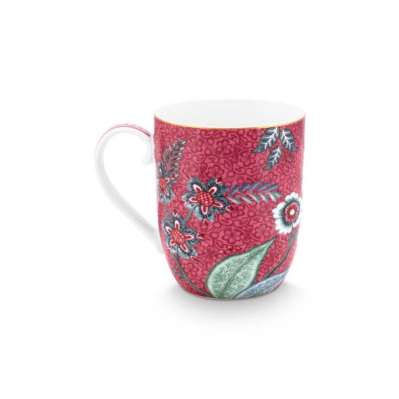 Set/2 Mugs Small Flower Festival Dark Pink 145ml