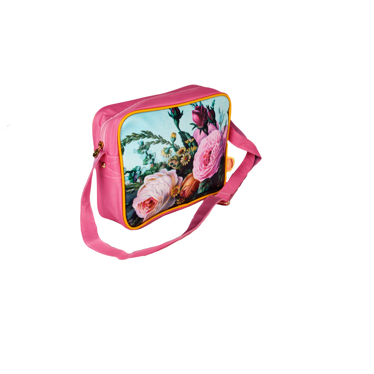 Skuldertaske medium Retro blomster magenta