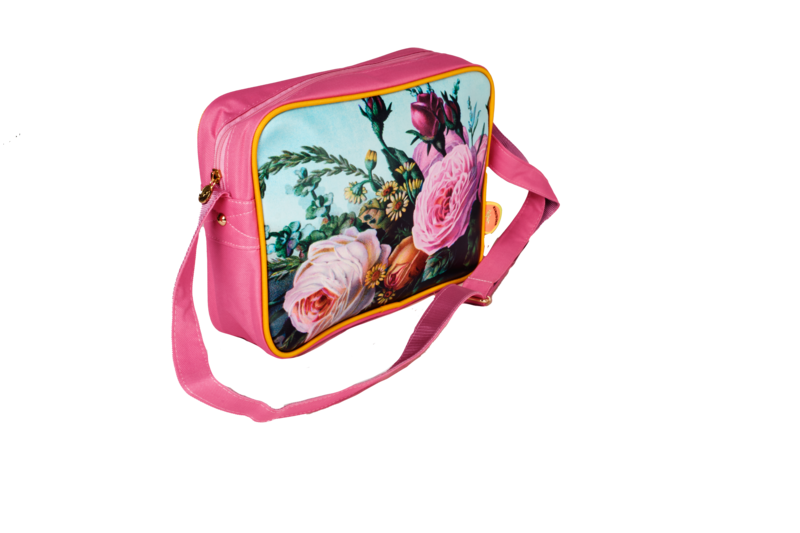 Bolso bandolera mediano Retro flores magenta