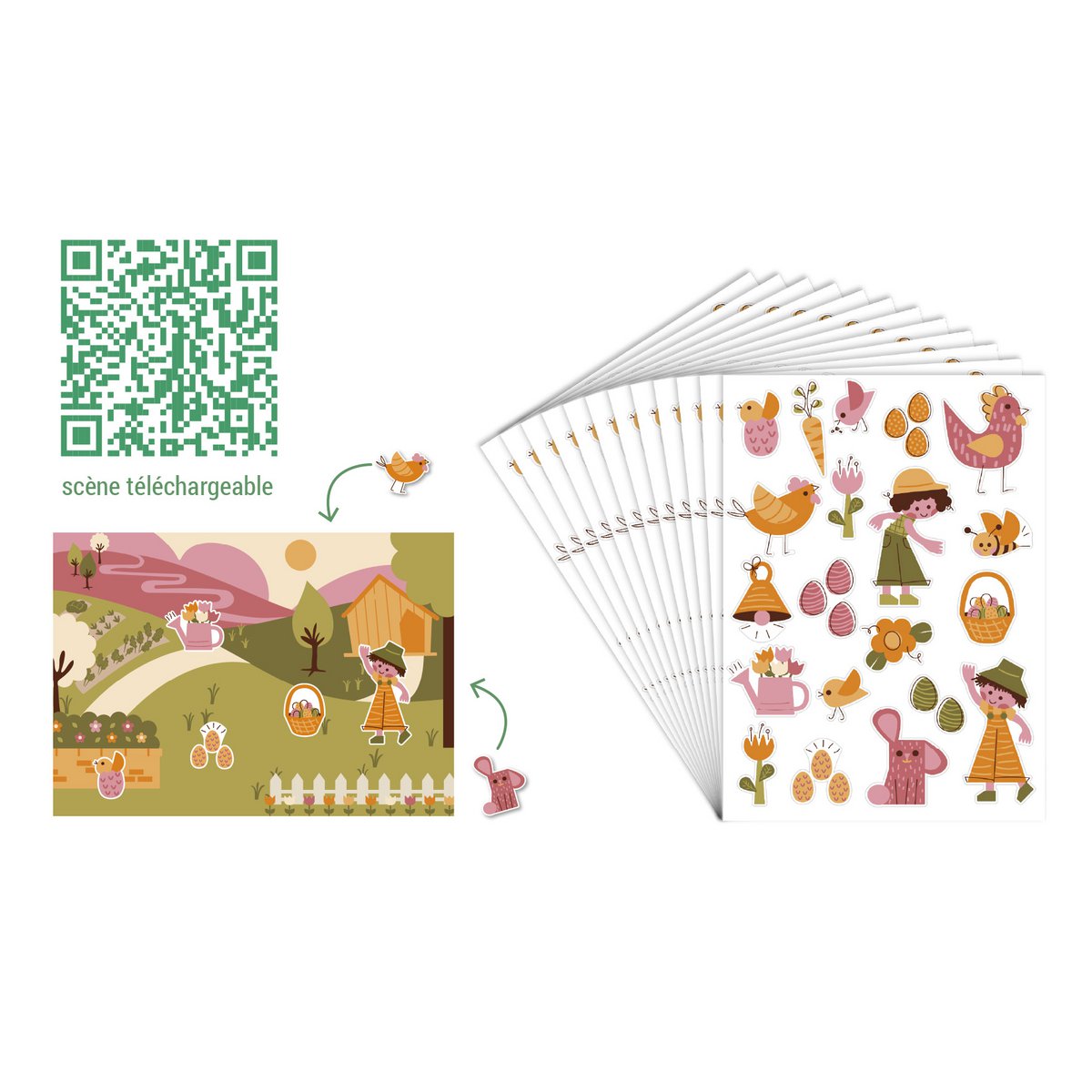 PEGATINAS DE PAPEL REPOSICIONABLES - PASCUA - 2 - 7 cm - 240 uds - Colores surtidos