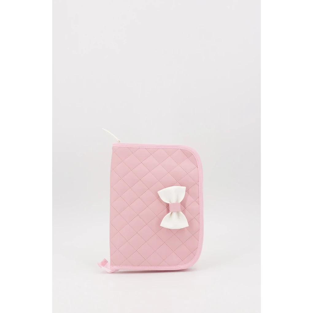 Porte-documents matelassé pour bébé avec nœud, gris