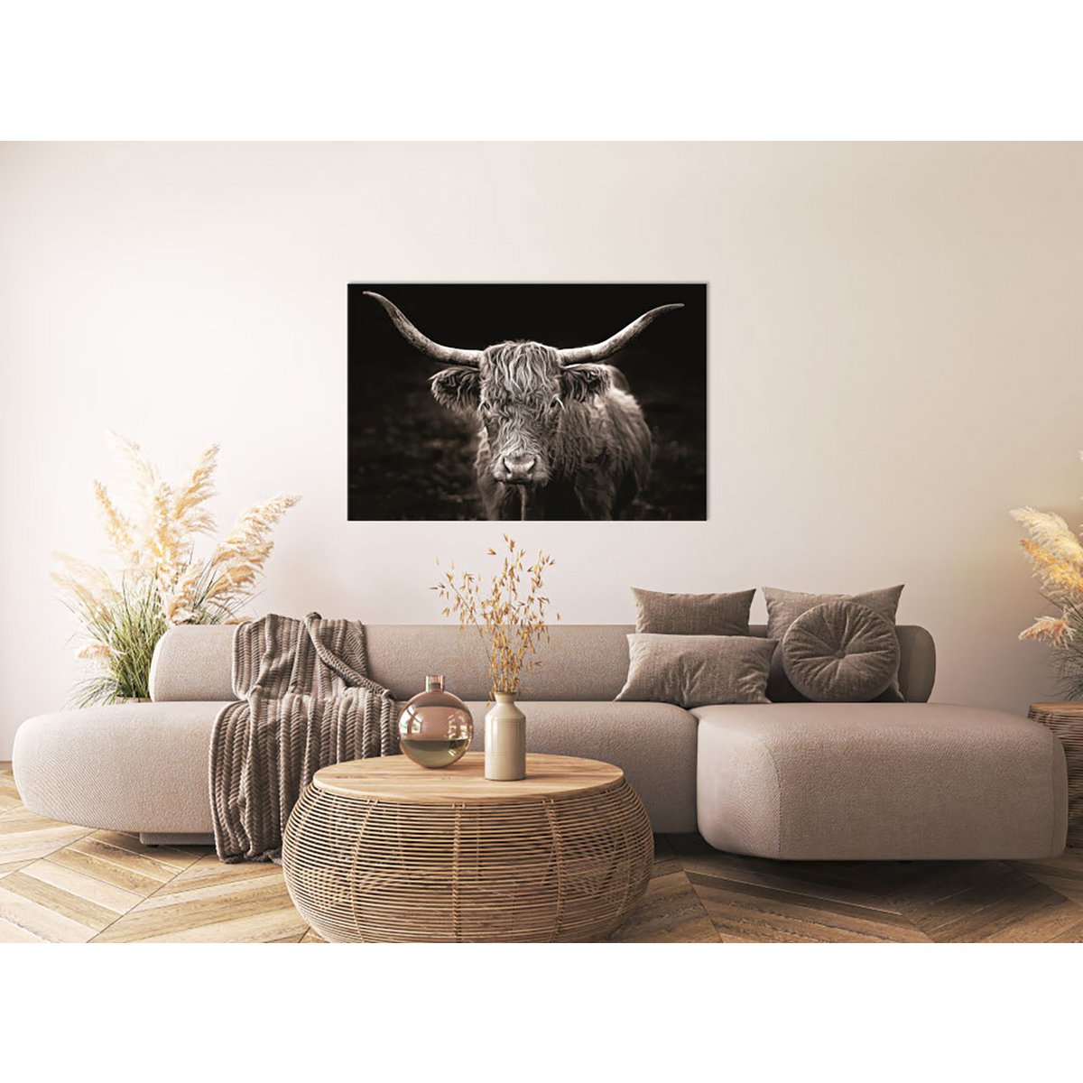 Wandfoto HOCHLANDRIND ca. 78x118 cm canvas fotoraamdecoratie modern