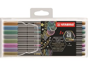 STABILO Pen 68 Metallic Federmäppchen 8 Farben