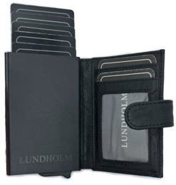 Tarjetero extensible Lundholm para hombre - con compartimento para monedas, billetes - tarjetero de piel tarjetero extensible para hombre