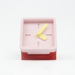 Office Clock Cranberry Red & Peach Pastel