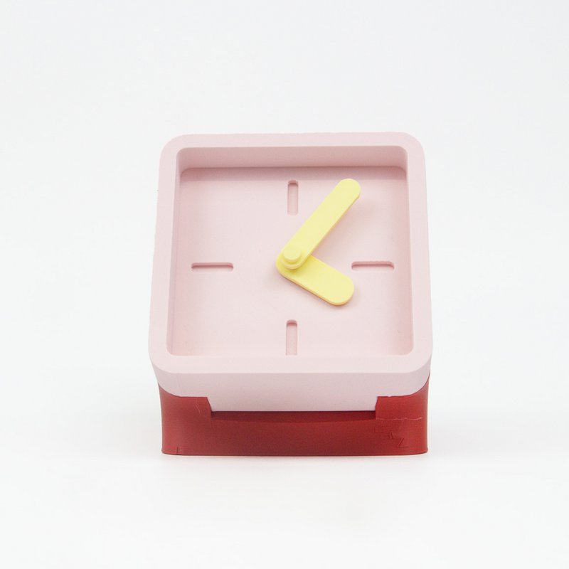 Office Clock Cranberry Red & Peach Pastel