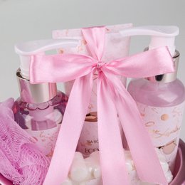 Badesæt PURE LUXURY i keramisk sko i hvid/pink
