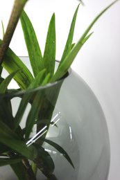 Vase glas rund grå glasvase håndlavet kuglevase lav