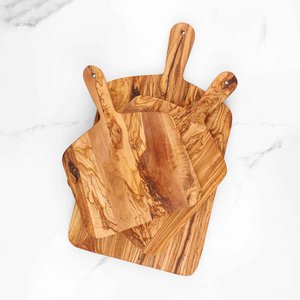 Set van 3 handgemaakte snijplanken van olijfhout