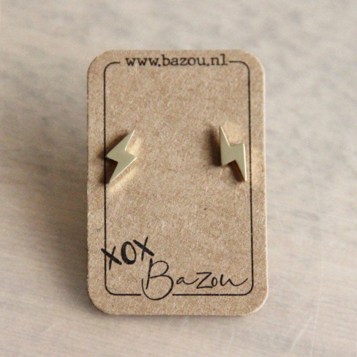 OS420 - Stainless steel ear studs lightning - gold