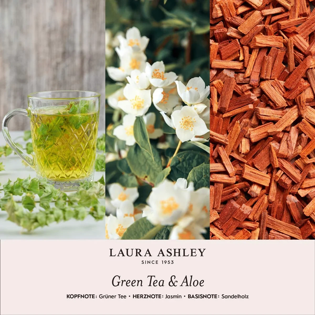 Duftlys Laura Ashley Grøn Te & Aloe i gaveæske - 200g
