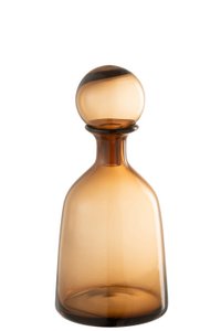 J -Linie Dekorationsflasche + Stopp einfach niedrig - Glas - braun - klein