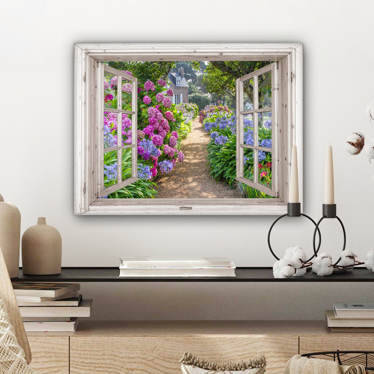 Leinwand Malerei - Wanddekoration - Hortensia - Blick - Blumen - Sommer - Lila - Pad