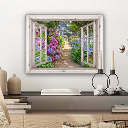 Canvas Maleri - Wall Decoration - Hortensia - View - Flowers - Summer - Purple - Pad