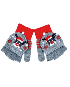 Wanten/halve handschoenen - Grijs met Rudolph