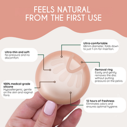 Femi.Eko® universele menstruatieschijf – Duurzaam, herbruikbaar, hoog comfort, capaciteit van 50 ml