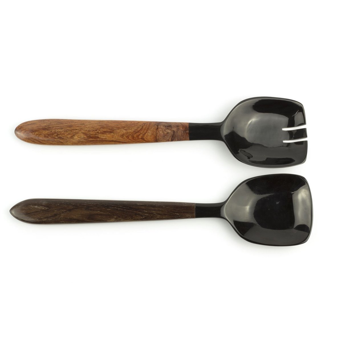 Square spatula cutlery in black horn and rosewood