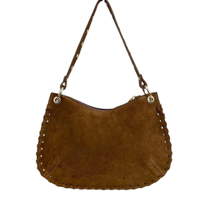 Borsa a Mano Semitonda in Crosta di Pelle con Borchie 58030