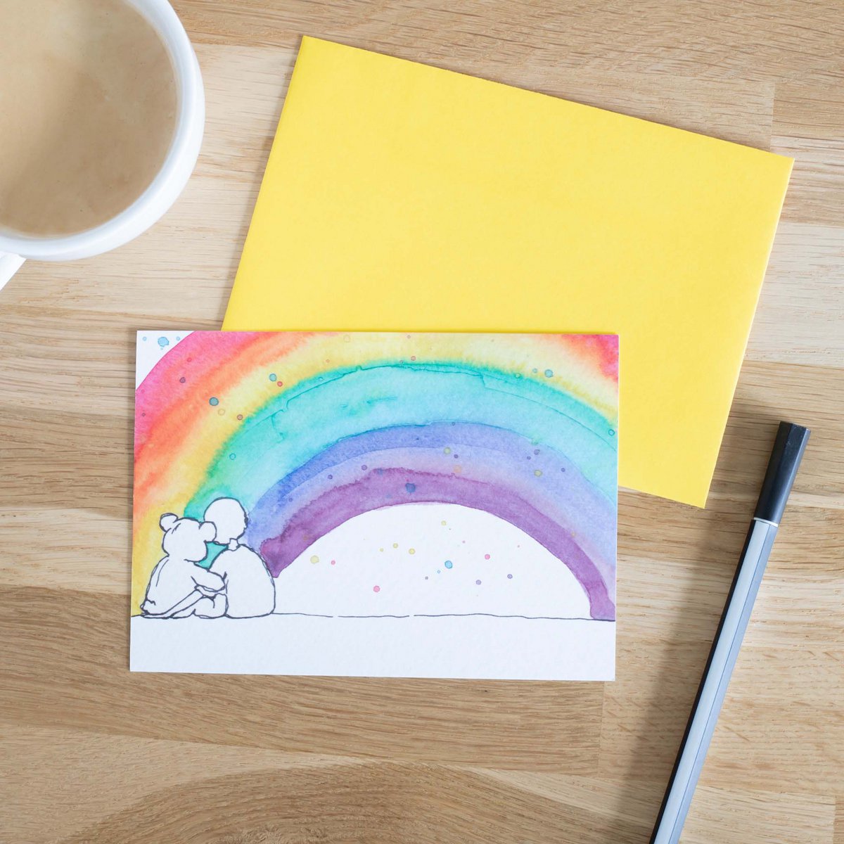 Grußkarte Beobachten Sie den Regenbogen