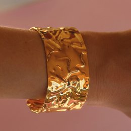 August - Hammered Wide Cuff Bracelet