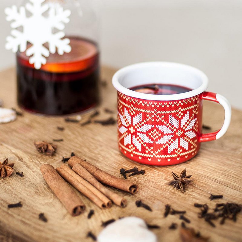 0,35l Red Enamel Coffee Mug | Christmas