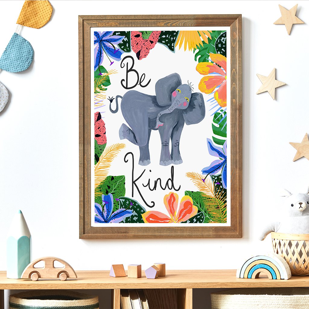 Be Kind Safari Elefante Imprimir