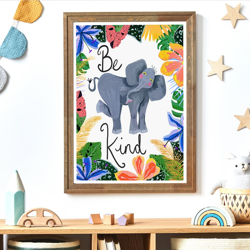 Be Kind Safari Elephant Print