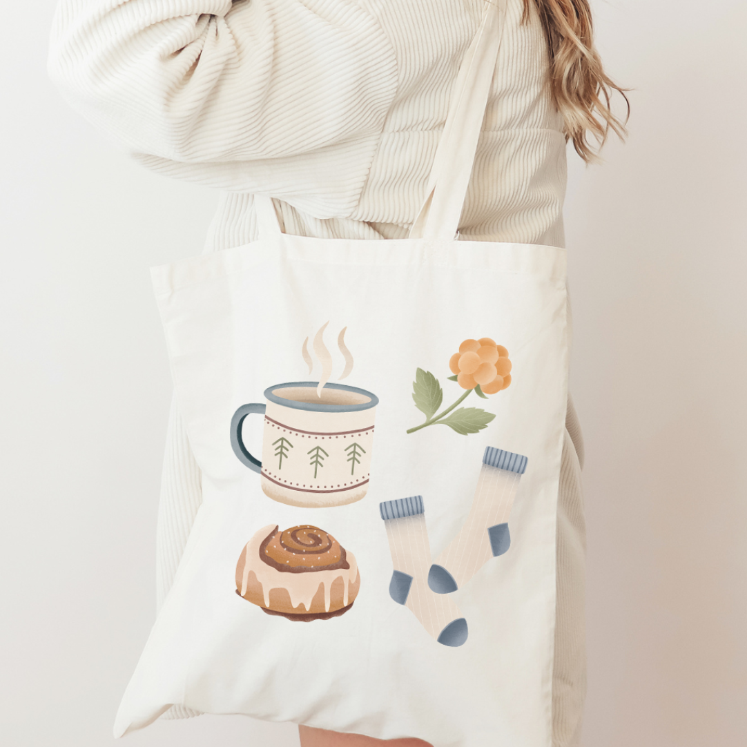 Sacca in tessuto Autunno Hygge scandi jute borse North - Scandinavia Svezia - Regalo accogliente tasca di iuta