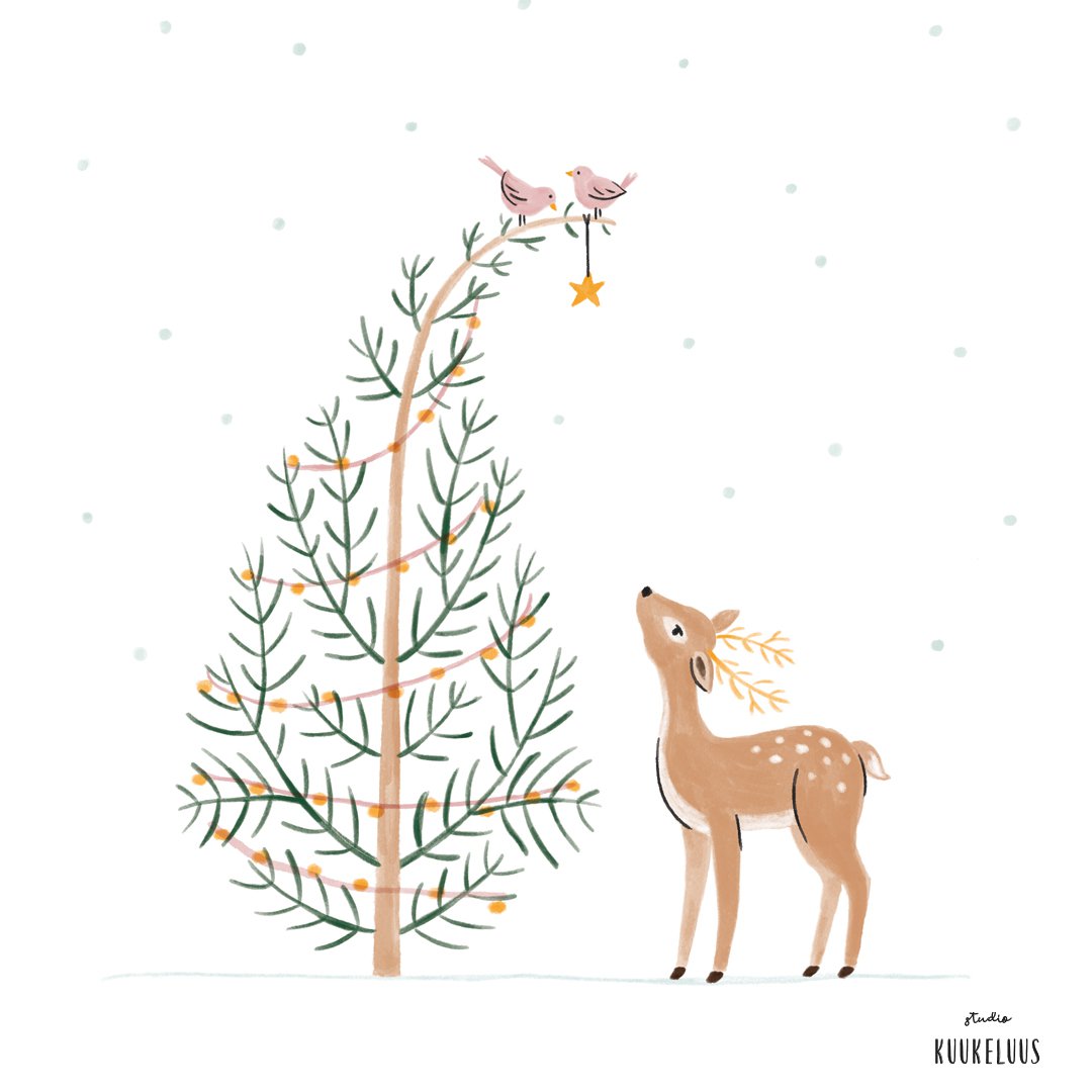 Weihnachtskarte | Hirsch | Waldtiere