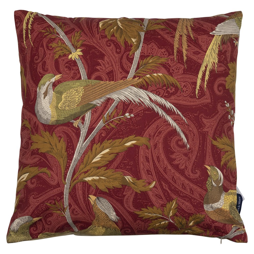 Cushion woven paisley bird red 45x45cm*