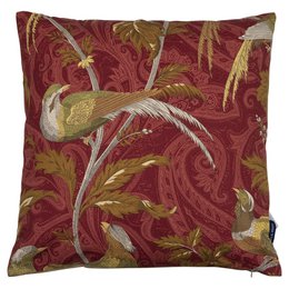 Cushion woven paisley bird red 45x45cm*