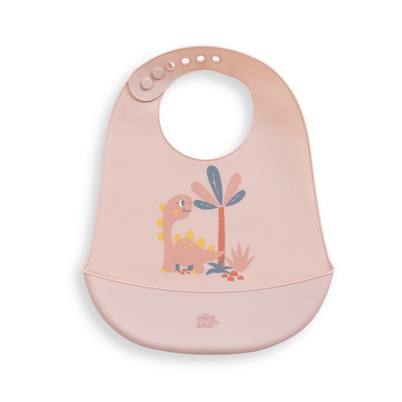 SILICONE BABY BIB - MOD. DINO - DARK PINK
