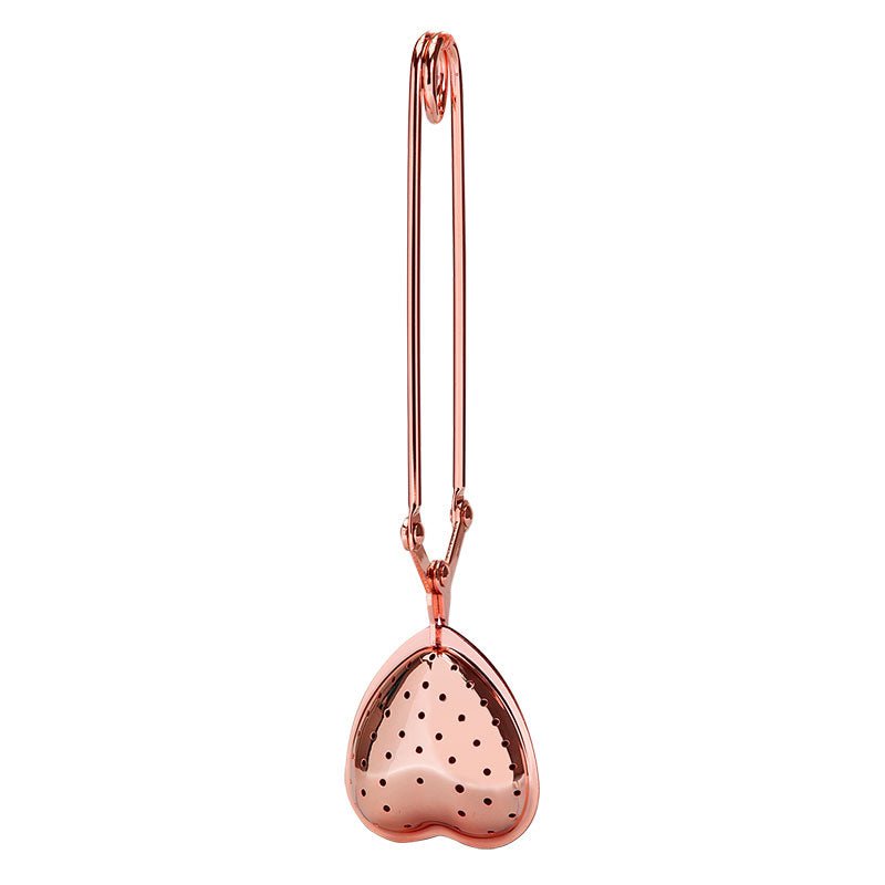 Tea tongs, tea filter, tea infuser "Heart" rose gold