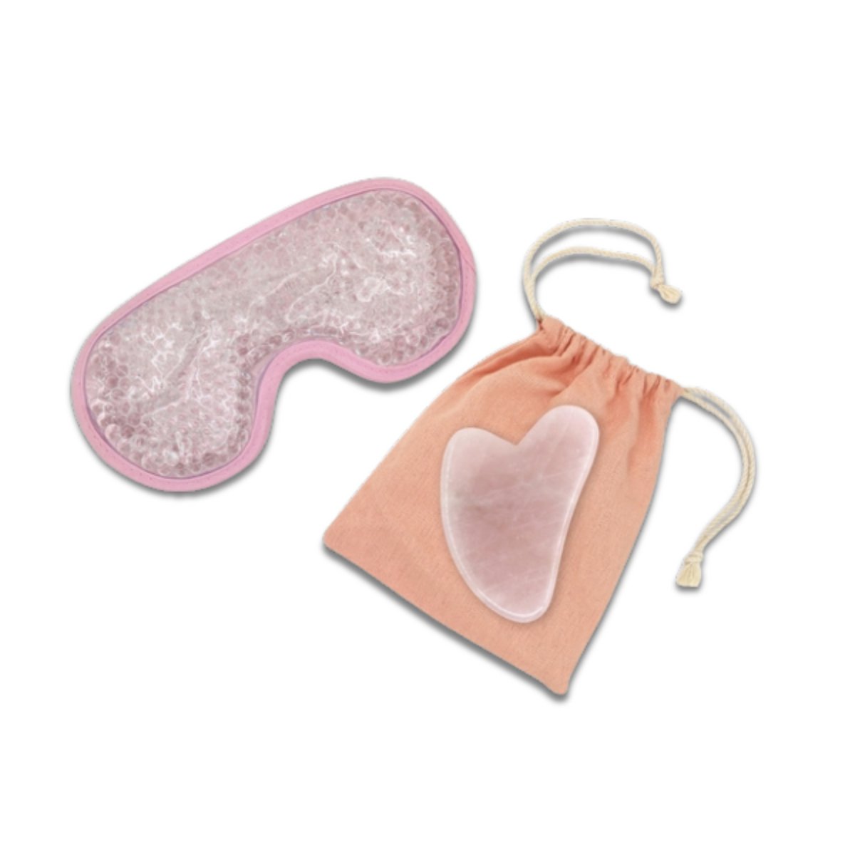 Maska na oczy ThermoConfort i zestaw Gua Sha z kwarcu różowego – Termoterapia – Niezbędne akcesoria kosmetyczne – Kamień naturalny – Narzędzie do liftingu