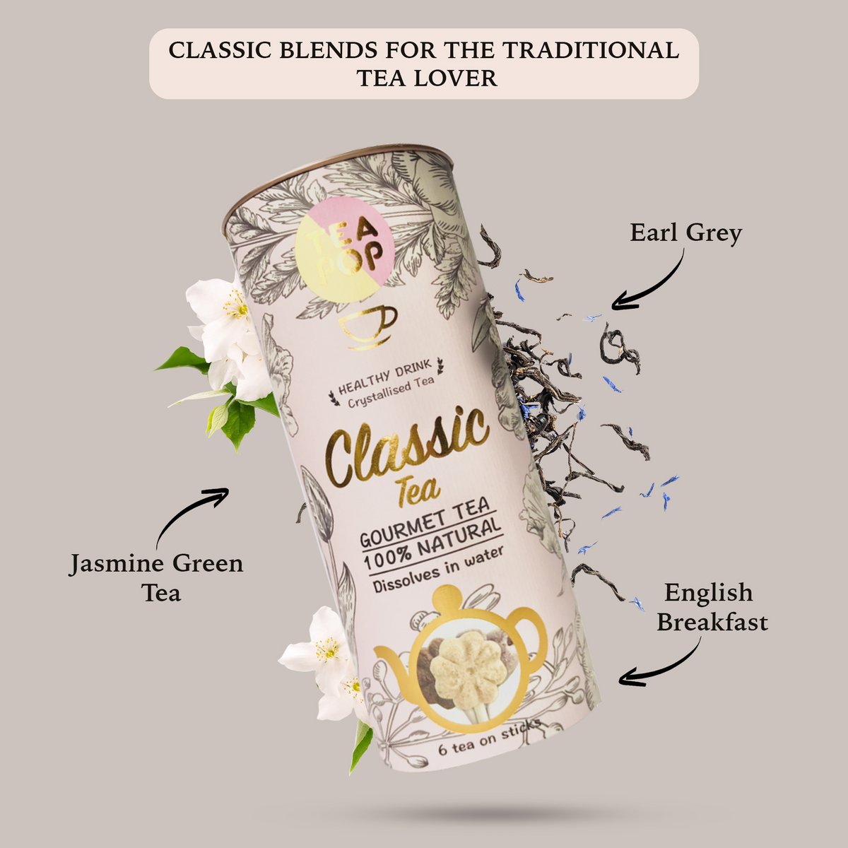 Klassieke melanges thee op een stick! 6 verity of thee in pack | 100% natuurlijk | Lost op in water